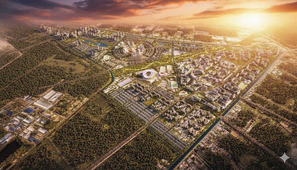 Cảnh hoàng hôn buông xuống tại dự án Vinhomes Hóc Môn