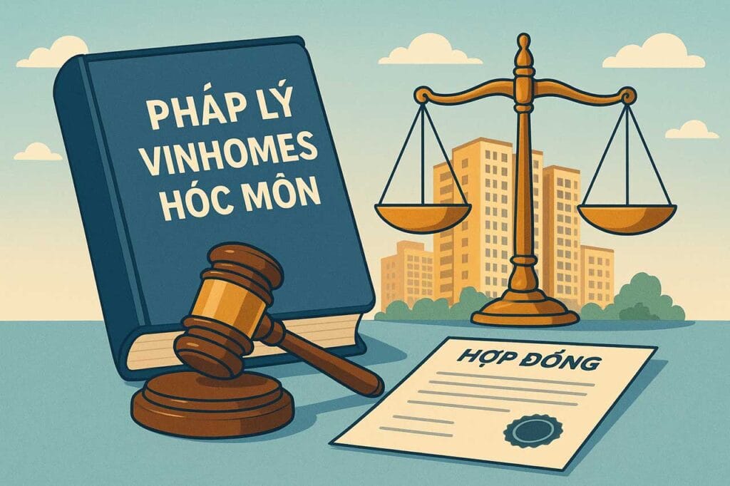 Ânh minh hoạ nói về pháp lý dự án Vinhomes Hóc Môn được tạo bởi AI