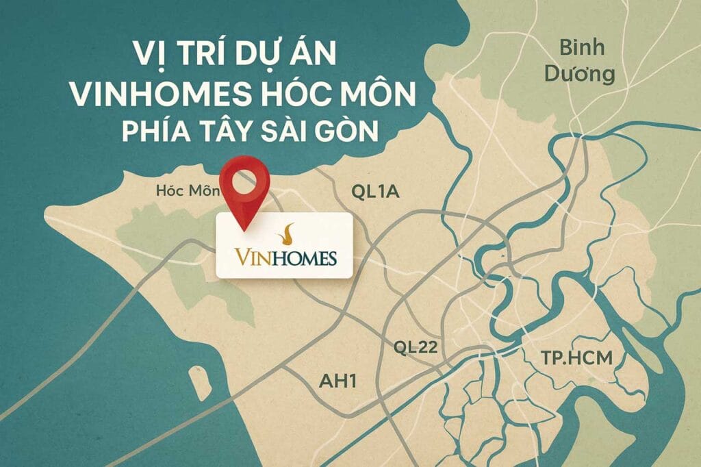 Vị trí dự án khu đô thị Vinhomes Hóc Môn phía Tây Sài Gòn