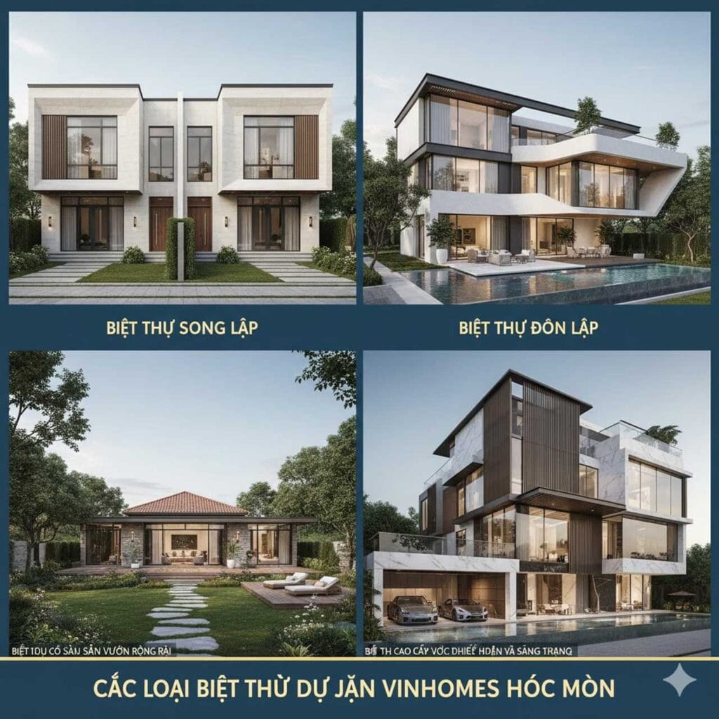 Vinhomes Hóc Môn – Dự Án Đón Đầu Quy Hoạch Tây Bắc TP.HCM 1 4 loại hình sản phẩm chính có trong dự án Vinhomes Hóc Môn