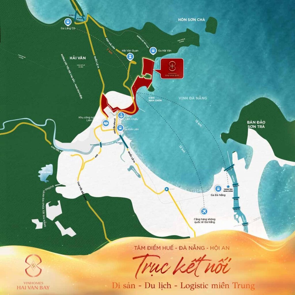 Bản đồ vị trí Vinhomes Hải Vân Bay với tâm điểm Huế - Đà Nẵng - Hội An
