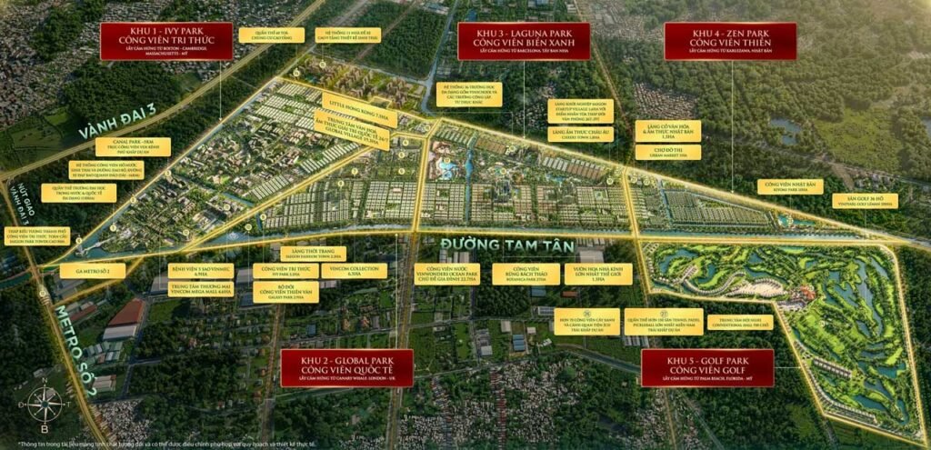 Mặt bằng tổng thể phân khu dự án Vinhomes Saigon Park Hóc Môn