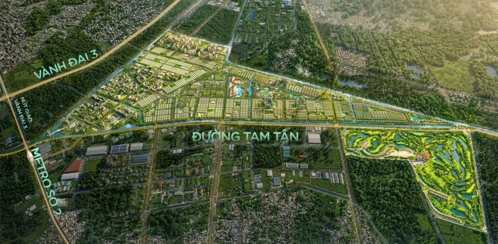 Phối cảnh tổng thể khu đô thị Vinhomes Saigon Park Hóc Môn nhìn từ trên cao