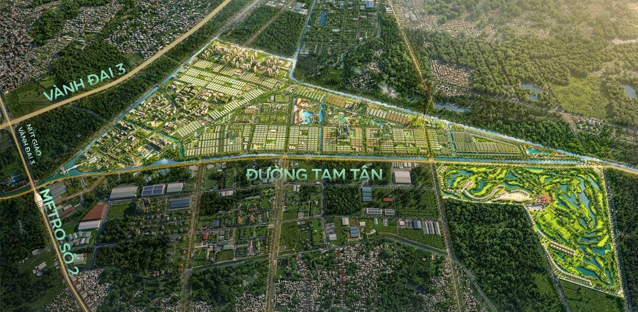 Phối cảnh tổng thể khu đô thị Vinhomes Saigon Park Hóc Môn nhìn từ trên cao